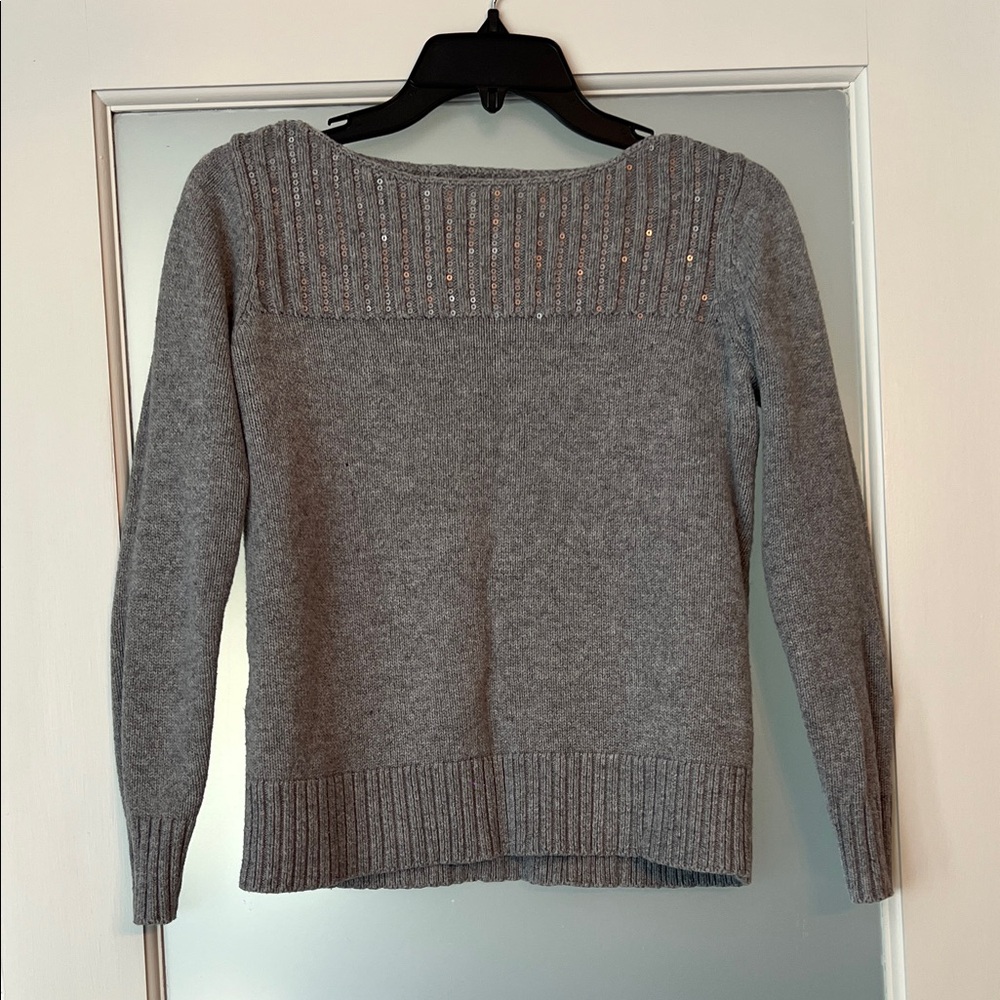 LOFT Gray Sweater with Shimmer Accents